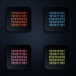 Color neon line binary code icon isolated on black vector
