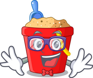 geek beach bucket shape the fun character vector image