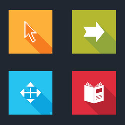 set pixel arrow cursor arrows in four vector image