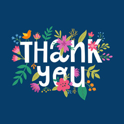 blue card with flowers and text Vector Image