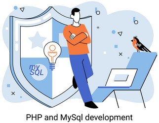 php and mysql development software website vector image