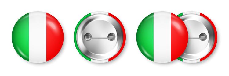 realistic button badge with printed italian flag vector image