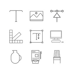 design elements linear icon set simple outline vector image