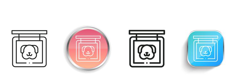 dog icon thin linear regular and button style vector image