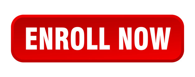 Enroll now button square 3d push vector