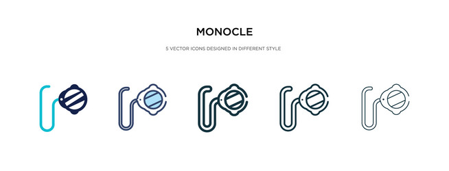 monocle icon in different style two colored vector