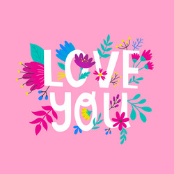 pink card with flowers and text Vector Image