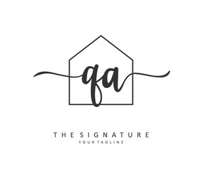 Q a qa initial letter handwriting and signature vector