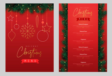 restaurant menu design with christmas decorations vector