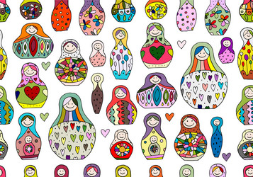 Russian Matryoshka Pattern Vector Image