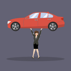 Business woman carry a heavy car vector