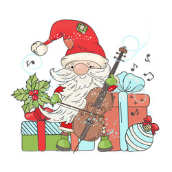 Christmas Musician Santa Holiday vector image