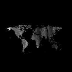 dark grunge world map with round binary code vector image