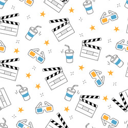 movie cinema pattern doodle hand drawn vector