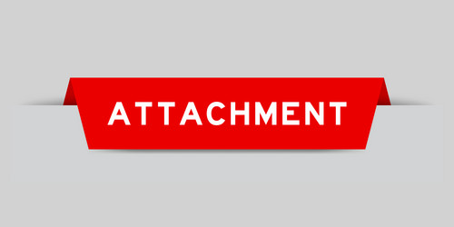 red color inserted label with word attachment vector image