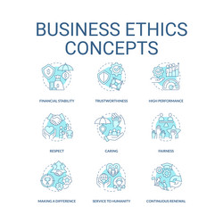 Business ethics turquoise concept icons set vector