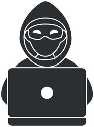 Cyber thief avatar character with laptop vector