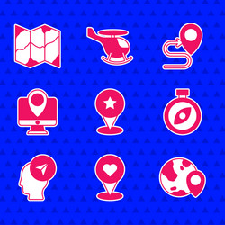 set map pointer with star location heart vector image