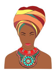 abstract black woman portrait on white vector