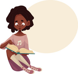 African American Girl Reading Vector Image