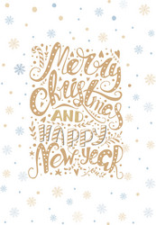 Merry christmas lettering over with snowflakes vector