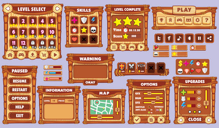 Platform Game UI Elements vector image