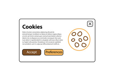 internet web pop up for cookie policy notification vector