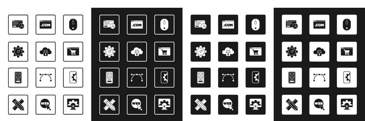 set computer mouse cloud computing lock website vector image