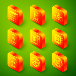 set line rubik cube chess toy building block vector image