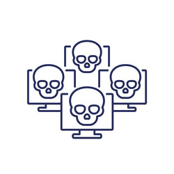 botnet line icon network with bots vector image
