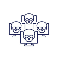 Botnet line icon network with bots vector