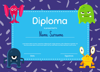 horizontal children diploma or certificate vector