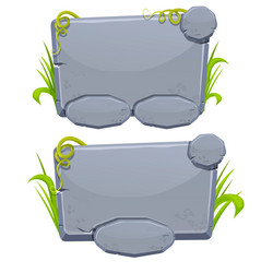 Jungle stone frame with grass and liana user vector