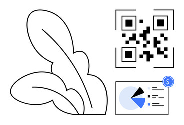 qr code with financial data and leaf symbolizing vector image