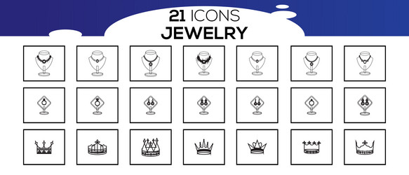 Simple set of jewelry related line icons vector