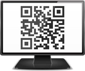QR Code on Computer Monitor vector image