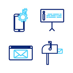 set line open mail box and e-mail vector image