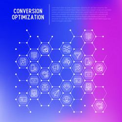 conversion optimization concept in honeycombs vector image