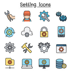 setting setup configuration maintenance icon set vector image