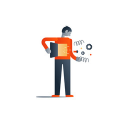 standing man with broken inner mechanism bad vector image