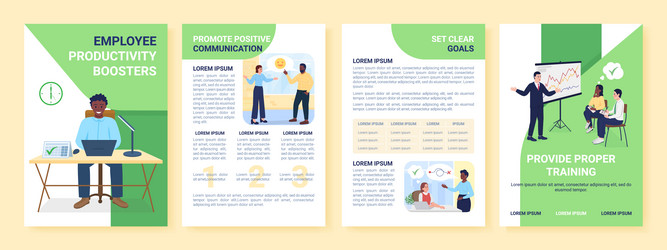 Employee productivity booster flat brochure vector