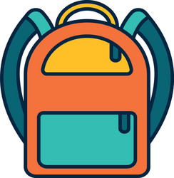 isolated school bag line fill style icon vector image