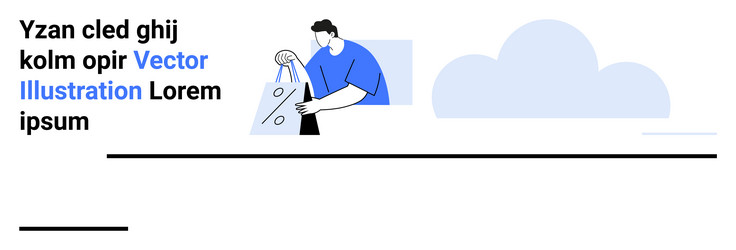 man opens bag while navigating map highlighting vector image