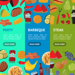 cartoon color barbecue picnic concept banner vector