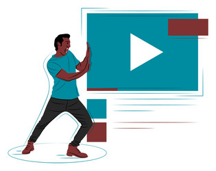 pushing man in shadow sharp lines style vector image