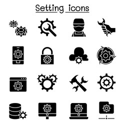 setting setup configuration maintenance icon set vector image