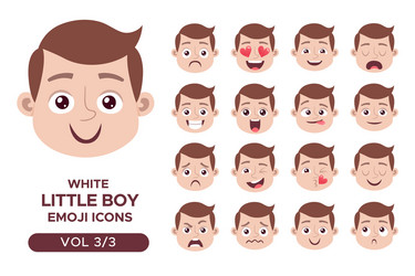 White boy emoji icon set 3 vector