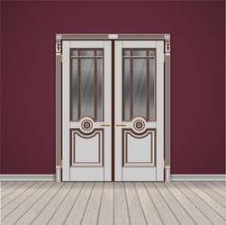 white double entrance door vector