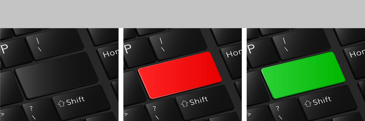 Blank keyboard buttons set red button green vector