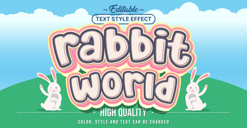 editable text style effect - rabbit world vector image